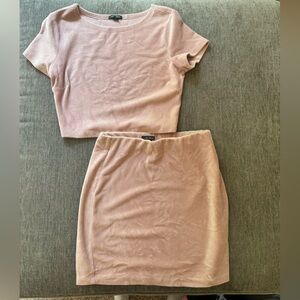 Wild fable 2 piece velvet pink set